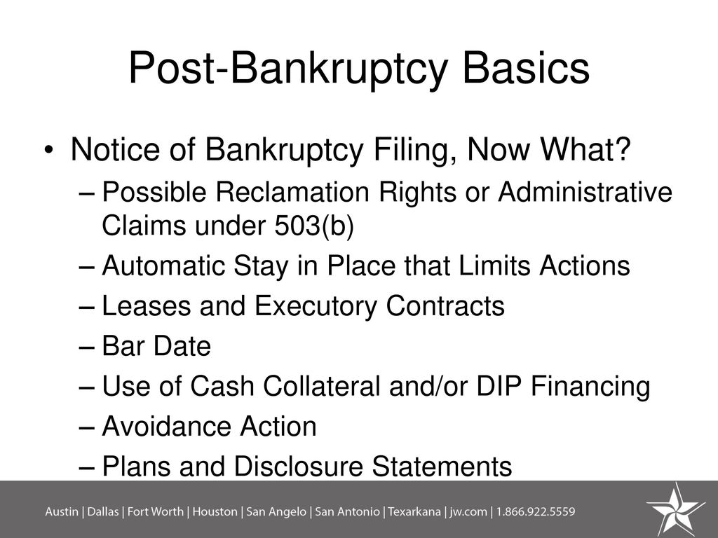 Business inventory after bankruptcy