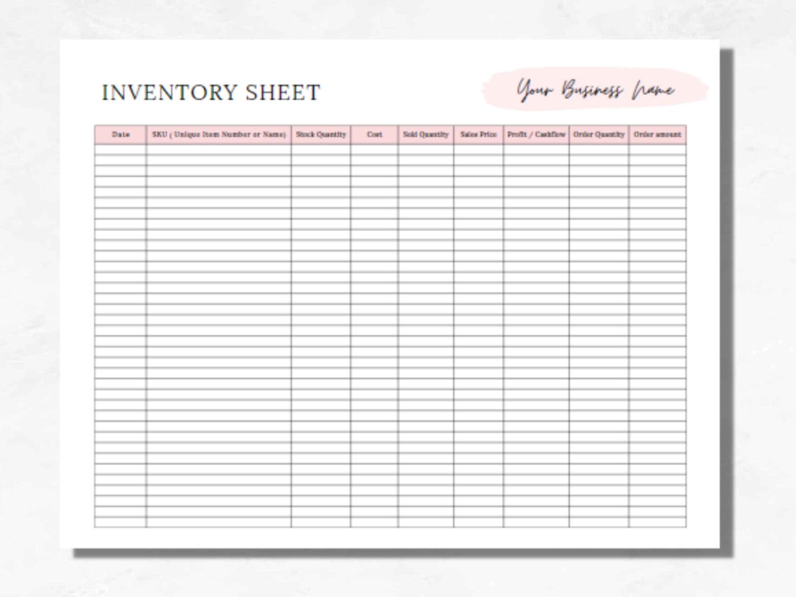 Business inventory charts